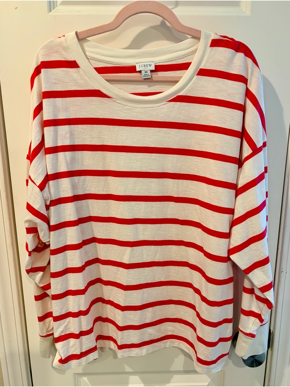 J. Crew Pink & White Striped Women’s Long-Sleeve Tee
